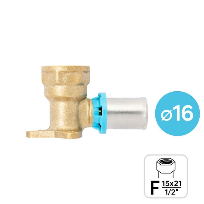 Leroymerlin Curva per tubo in ottone F 1/2" (15x21) 16 mm F 1/2" (15x21) L66 mm