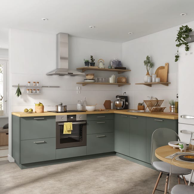 Leroymerlin Fianco Per Mobile Cucina DELINIA ID Vienna Verde Oliva Opaco L 37 X H 76.8 Cm
