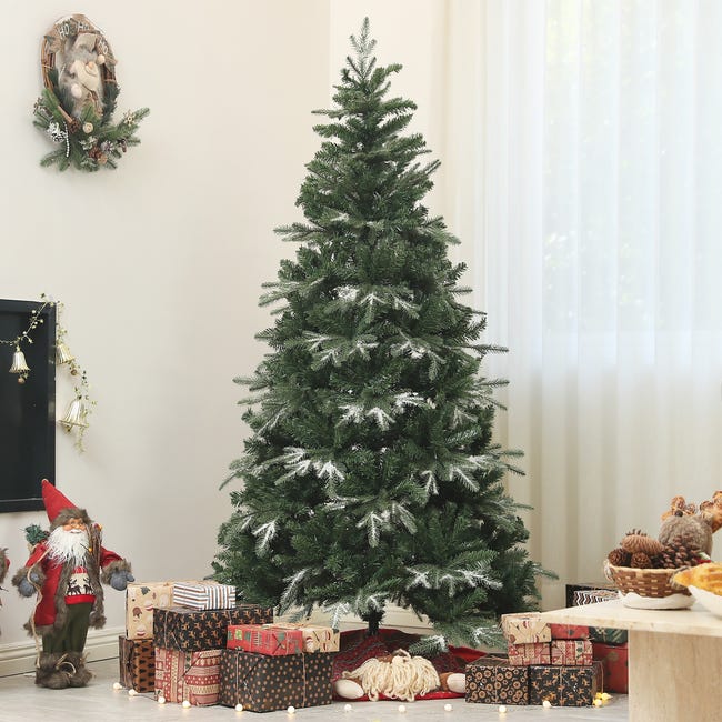 Leroymerlin HOMCOM Albero Di Natale Innevato Con 850 Rami E Design A Sezioni In Plastica E Acciaio Ø110x180 Cm Verde