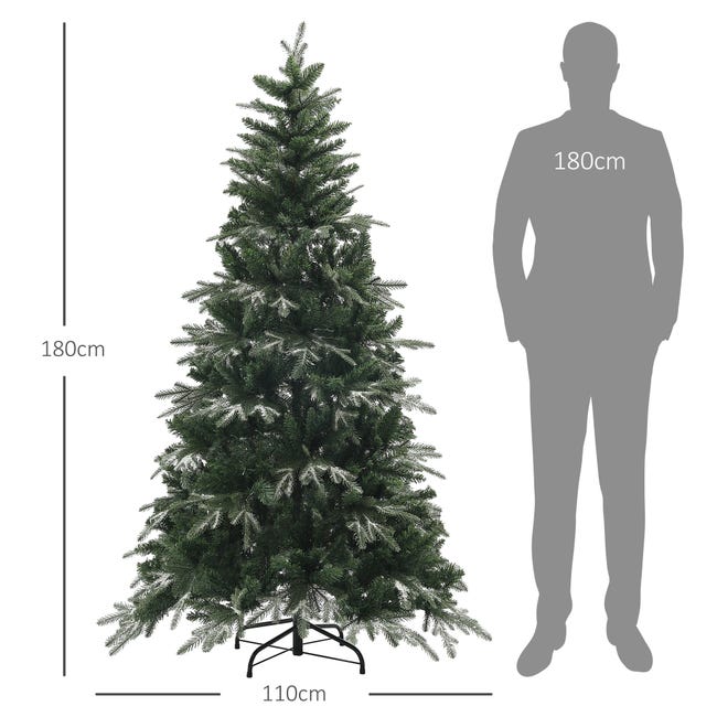 Leroymerlin HOMCOM Albero Di Natale Innevato Con 850 Rami E Design A Sezioni In Plastica E Acciaio Ø110x180 Cm Verde