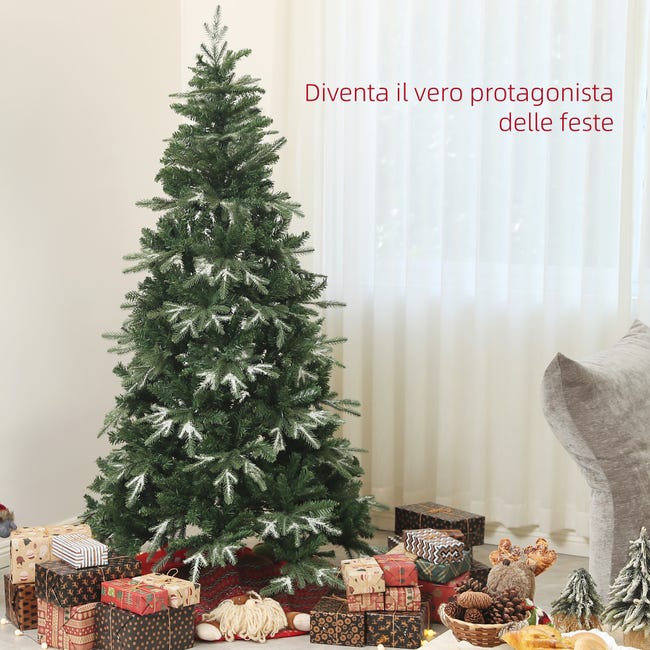 Leroymerlin HOMCOM Albero Di Natale Innevato Con 850 Rami E Design A Sezioni In Plastica E Acciaio Ø110x180 Cm Verde