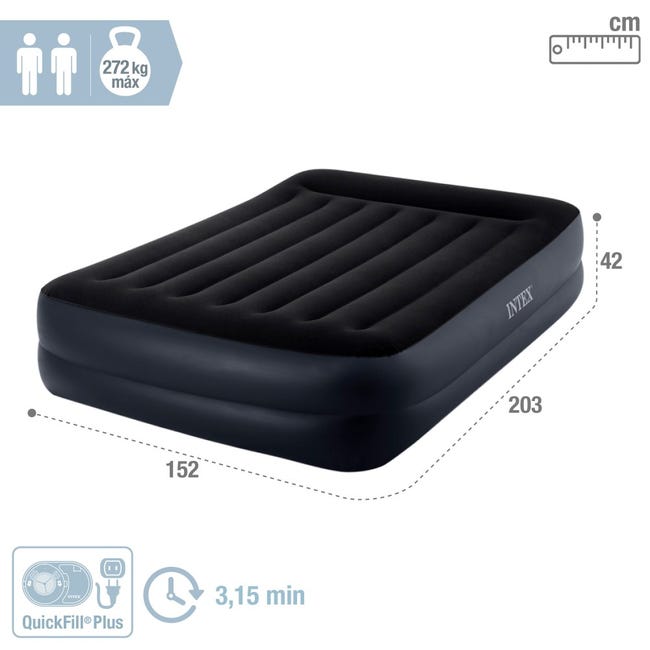 Leroymerlin Intex 64124ND - Materasso Dura-Beam Pillow Rest Raised Autogonfiante 152x203x42 Cm