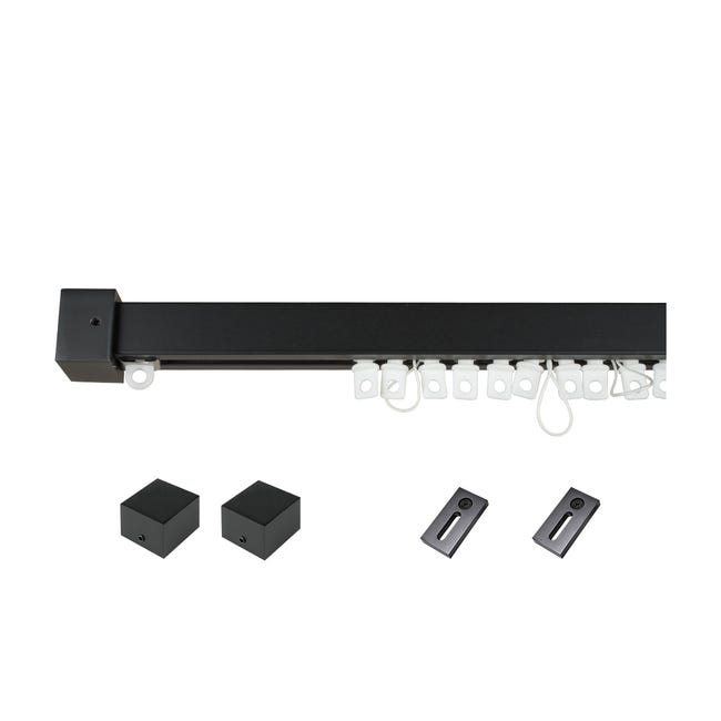 Leroymerlin Kit per binario tenda per onda semplice square senza corda nero in alluminio 200 cm