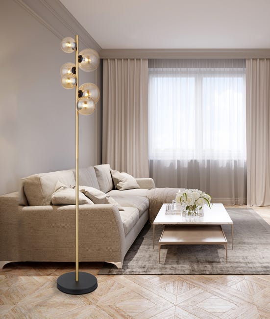 Leroymerlin Lampada da terra Riha dorato H 155cm 6 luci 350 LUMEN