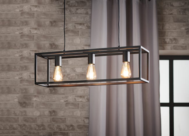 Leroymerlin Lampadario Design Eldrick Nero 3x E27 INSPIRE