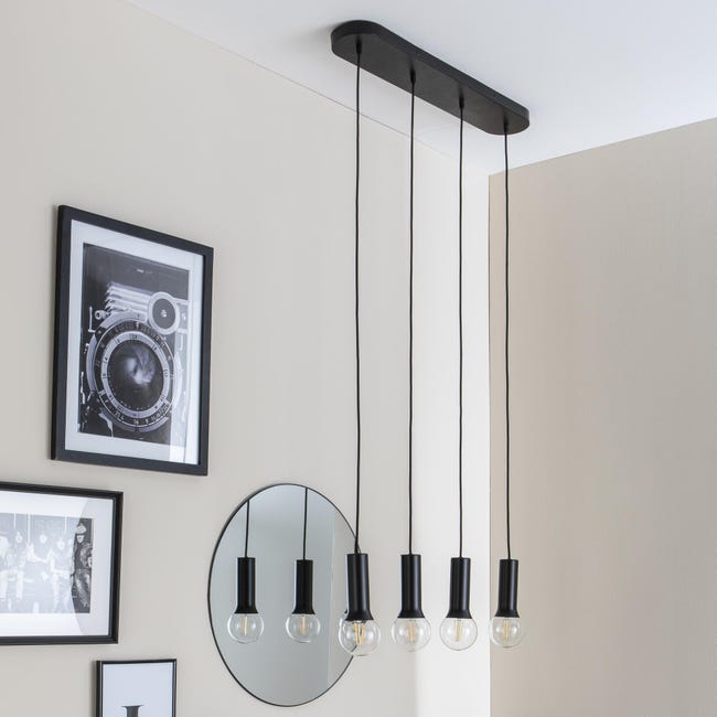 Leroymerlin Lampadario Design Hoki nero 4x E27 INSPIRE