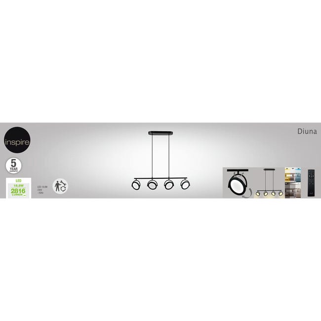 Leroymerlin Lampadario LED Design Diuna Nero Ø95cm Luce Con 3 Temperature Di Colore 2816 Lumen INSPIRE