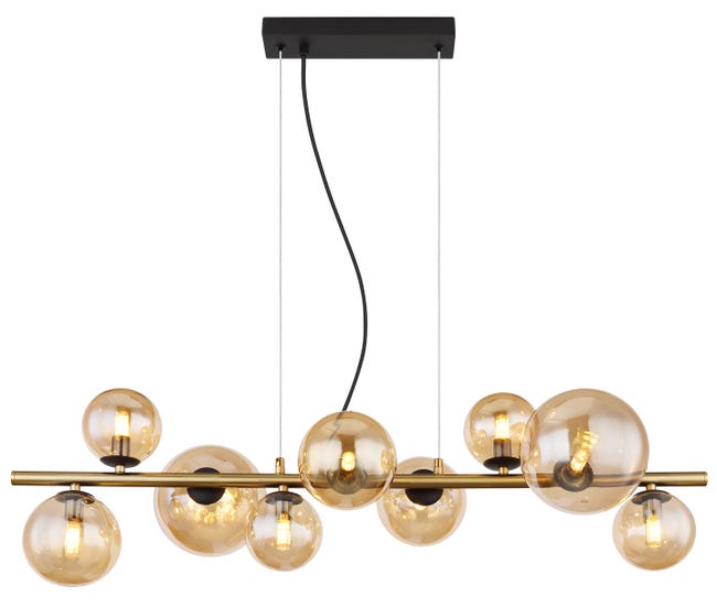 Leroymerlin Lampadario LED Moderno Riha Dorato Ø36cm Luce Calda 80 Lumen GLOBO