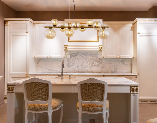 Leroymerlin Lampadario LED moderno Riha dorato Ø36cm luce calda 80 lumen GLOBO