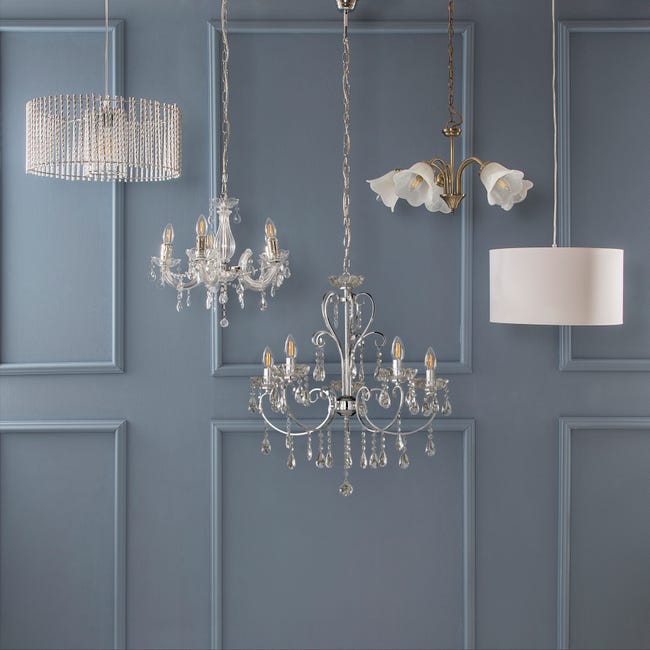 Leroymerlin Lampadario Neoclassico Victoria Oro Cristallo 5x E14 INSPIRE