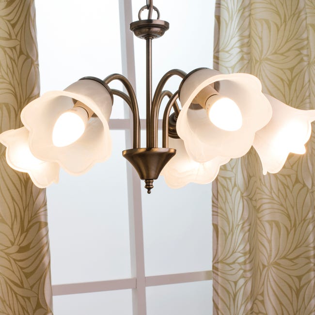 Leroymerlin Lampadario Neoclassico Victoria oro cristallo 5x E14 INSPIRE