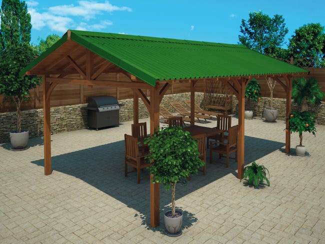 Leroymerlin Lastra Per Tetto Da Esterno Easyfix Ondulata ONDULINE Fibrobituminosa L 200 X L 81 Cm Sp 2.6 Mm Verde Intense