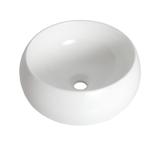 Leroymerlin Lavabo Da Appoggio Lune Tondo In Ceramica L 40 X P 40 X H 15.5 Cm Bianco