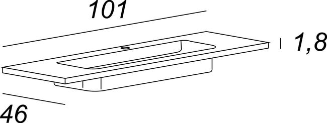 Leroymerlin Lavabo Da Appoggio New A Incasso Rettangolare In Ceramica L 100 X P 46 X H 1.8 Cm Bianco