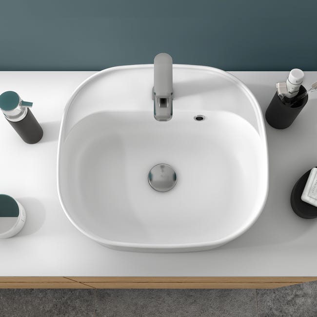 Leroymerlin Lavabo Da Appoggio Remix Rettangolare In Ceramica L 42.9 X P 39.7 X H 16 Cm Bianco