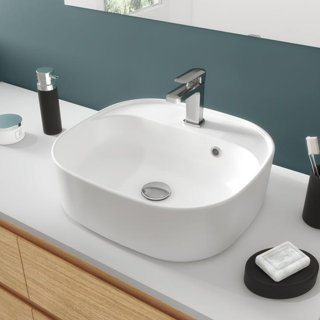 Leroymerlin Lavabo da appoggio Remix rettangolare in ceramica L 42.9 x P 39.7 x H 16 cm bianco