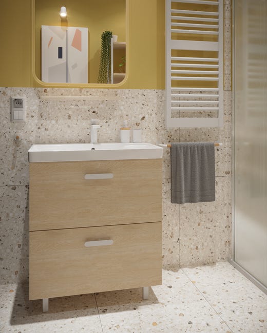 Leroymerlin Lavabo Integrale A Incasso Bacino Al Centro Rettangolare Easy L 71.4 X H 15.5 X P 42.4 Cm In Ceramica Bianco