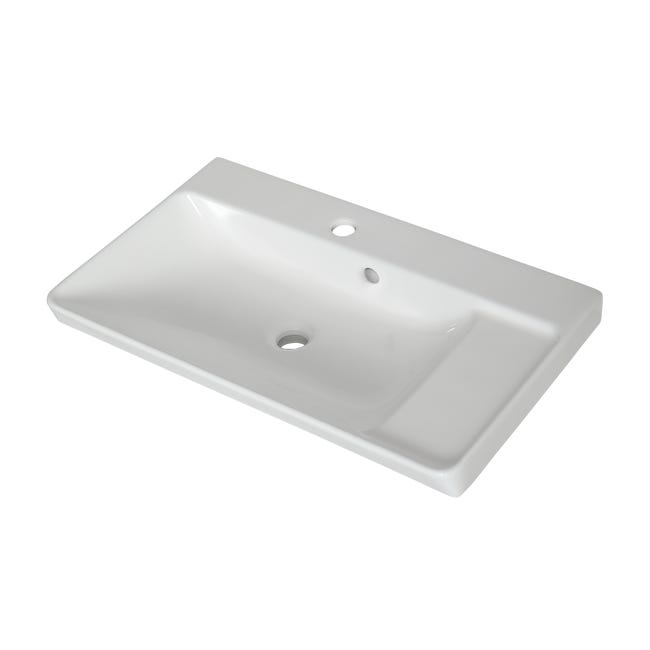 Leroymerlin Lavabo integrale a incasso bacino al centro rettangolare Easy L 71.4 x H 15.5 x P 42.4 cm in ceramica bianco