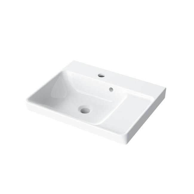 Leroymerlin Lavabo integrale a incasso bacino al centro rettangolare Easy L 51.4 x H 6 x P 42.4 cm in ceramica bianco