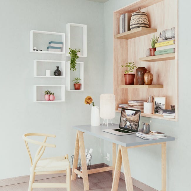 Leroymerlin Mensola A Muro Bis SPACEO Rettangolare In Legno L 45 X H 27 X P 11.7 Cm Bianco 2 Pezzi