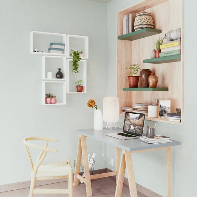 Leroymerlin Mensola A Muro Bis SPACEO Rettangolare In Legno L 45 X H 27 X P 11.7 Cm Bianco 2 Pezzi