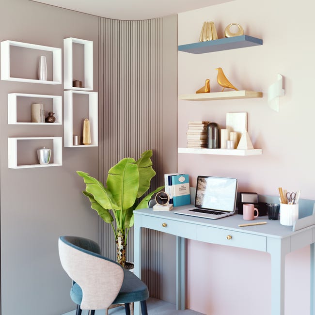 Leroymerlin Mensola A Muro Bis SPACEO Rettangolare In Legno L 45 X H 27 X P 11.7 Cm Bianco 2 Pezzi