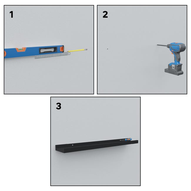 Leroymerlin Mensola A Muro Portafoto SPACEO A U In Mdf L 60 X H 3 X P 10 Cm Nero