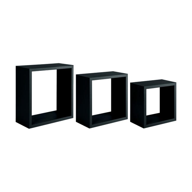 Leroymerlin Mensola A Muro Tris Cubi SPACEO Quadrato In Mdf L 35 X H 35 X P 15.5 Cm Nero 3 Pezzi