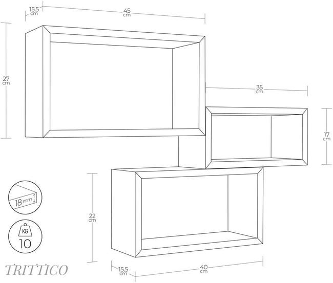 Leroymerlin Mensola A Muro Tris Rettangolare In Mdf L 45 X H 27 X P 15.5 Cm Rovere Sagerau 3 Pezzi