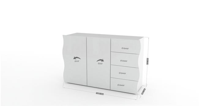 Leroymerlin Mobile Credenza ONDA L 120 X H 81 P 40 Cm Bianco Lucido