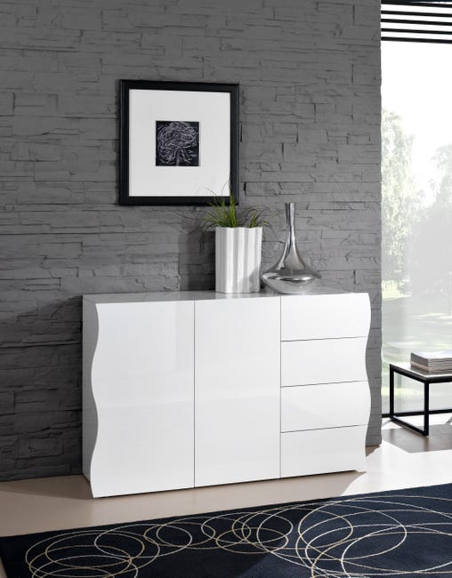Leroymerlin Mobile credenza ONDA L 120 x H 81 P 40 cm bianco lucido
