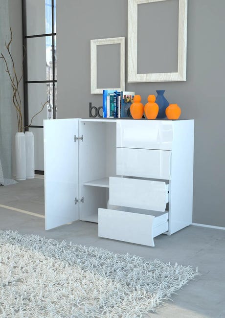 Leroymerlin Mobile Credenza ONDA L 90 X H 81 P 40 Cm Bianco Lucido