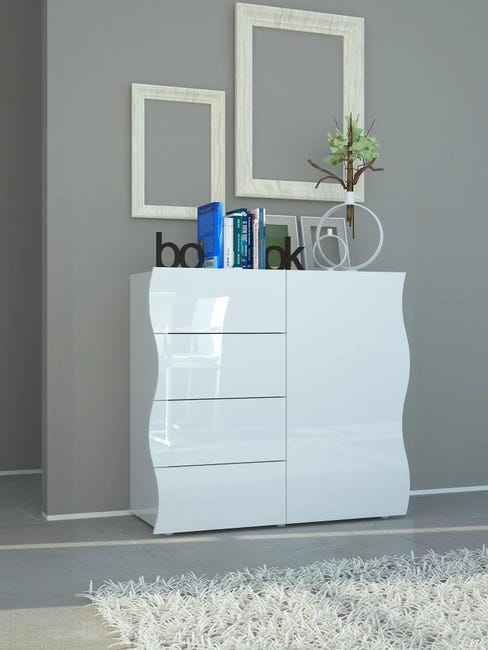 Leroymerlin Mobile credenza ONDA L 90 x H 81 P 40 cm bianco lucido