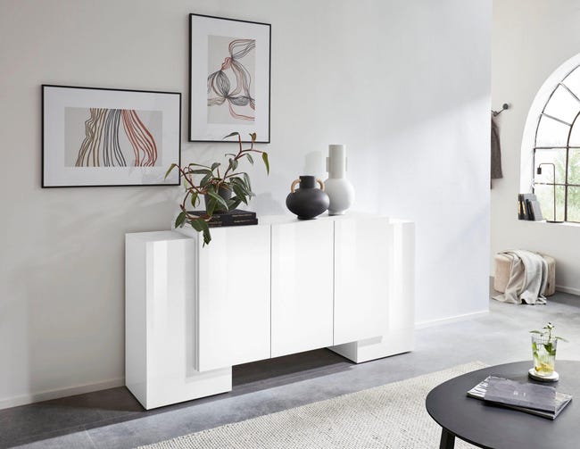 Leroymerlin Mobile Credenza PILLON L 170 X H 85 P 45 Cm Bianco Lucido