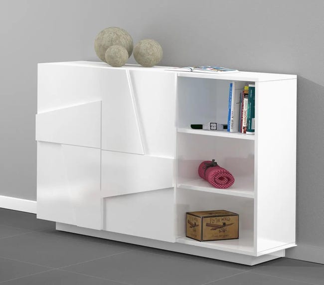 Leroymerlin Mobile credenza PING L 121.8 x H 86 P 39.2 cm bianco lucido