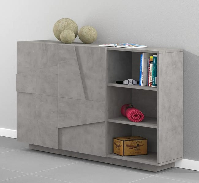 Leroymerlin Mobile Credenza PING L 121.8 X H 86 P 39.2 Cm Grigio Cemento
