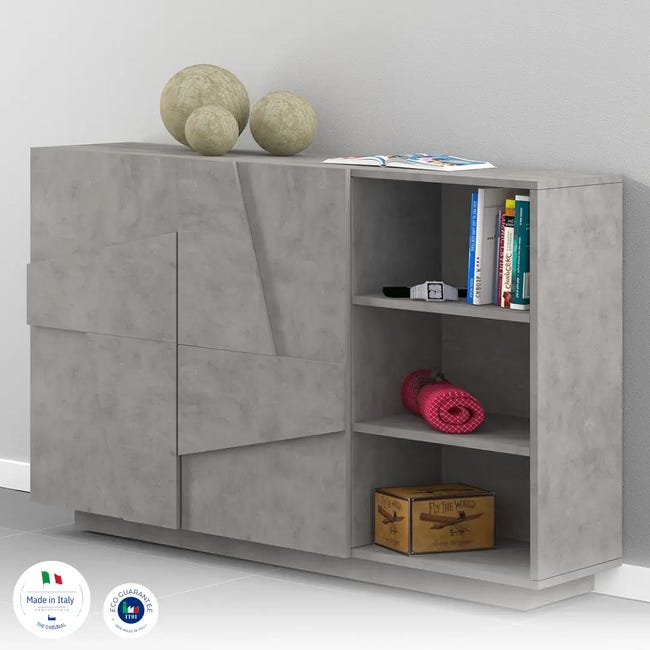 Leroymerlin Mobile credenza PING L 121.8 x H 86 P 39.2 cm grigio cemento