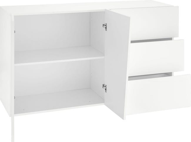 Leroymerlin Mobile Credenza VEGA L 140.9 X H 86 P 43 Cm Bianco Lucido