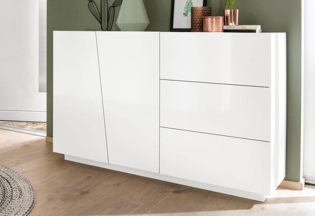 Leroymerlin Mobile credenza VEGA L 140.9 x H 86 P 43 cm bianco lucido
