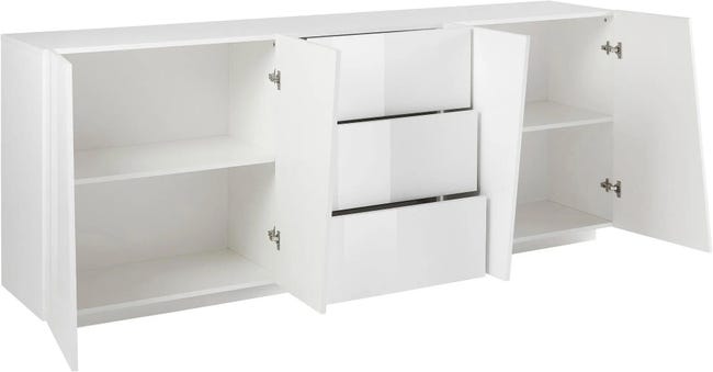 Leroymerlin Mobile Credenza VEGA L 220 X H 86 P 43 Cm Bianco Lucido