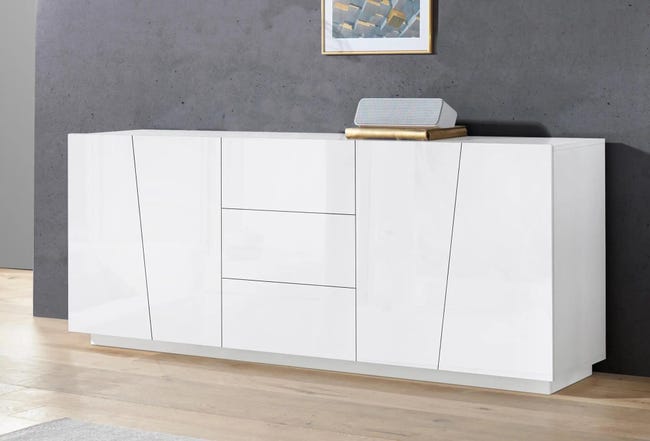 Leroymerlin Mobile Credenza VEGA L 220 X H 86 P 43 Cm Bianco Lucido
