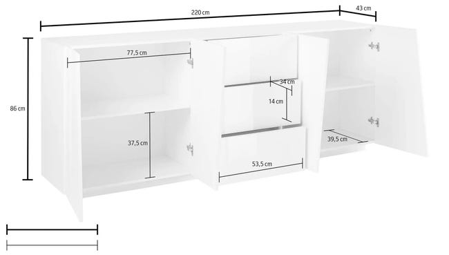 Leroymerlin Mobile Credenza VEGA L 220 X H 86 P 43 Cm Grigio Ardesia