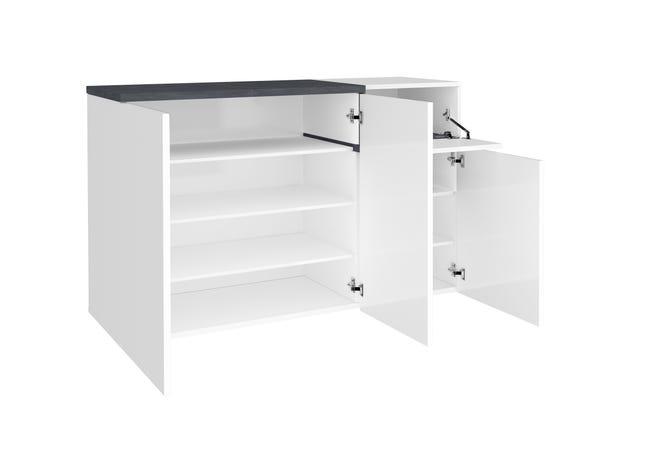 Leroymerlin Mobile Credenza ZET L 120 X H 80.1 P 40 Cm Bianco Lucido Grigio Ardesia E Grigio