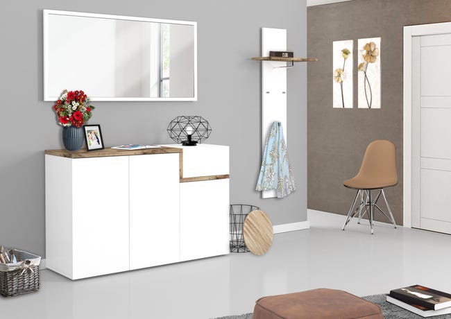 Leroymerlin Mobile Credenza ZET L 120 X H 80.1 P 40 Cm Bianco Lucido E Marrone