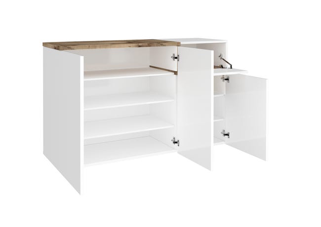 Leroymerlin Mobile Credenza ZET L 120 X H 80.1 P 40 Cm Bianco Lucido E Marrone