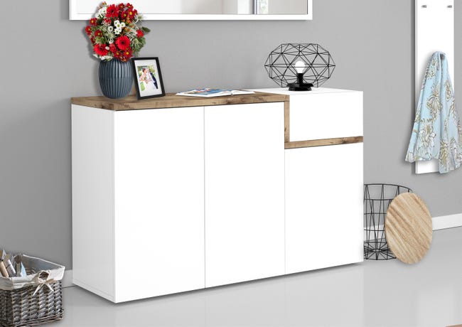 Leroymerlin Mobile credenza ZET L 120 x H 80.1 P 40 cm bianco lucido e marrone