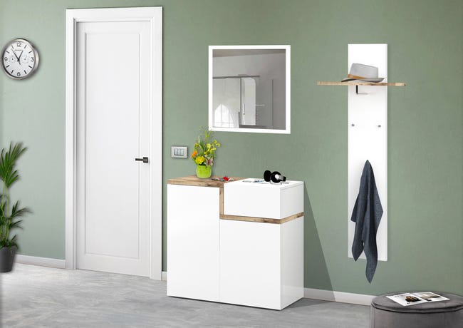 Leroymerlin Mobile Credenza Zet L 80 X H 80.1 P 40 Cm Bianco Lucido E Marrone