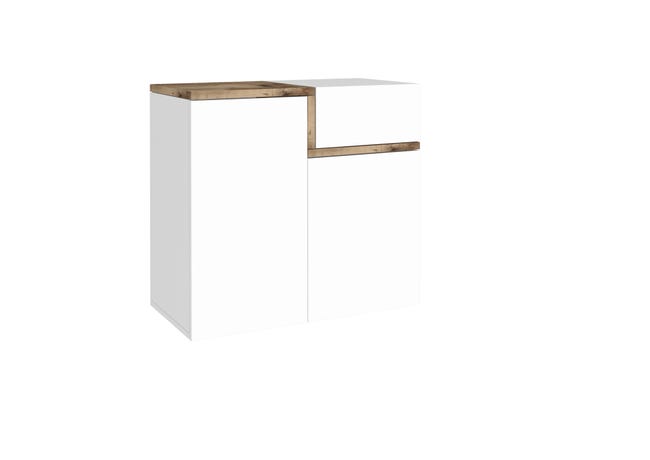 Leroymerlin Mobile Credenza Zet L 80 X H 80.1 P 40 Cm Bianco Lucido E Marrone