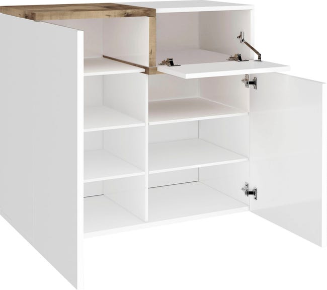 Leroymerlin Mobile Credenza Zet L 80 X H 80.1 P 40 Cm Bianco Lucido E Marrone