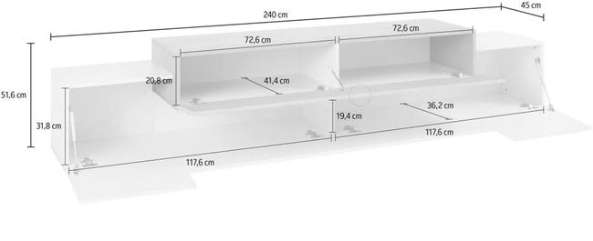 Leroymerlin Mobile Per TV Coro L 240 X H 51.5 X P 45 Cm Grigio